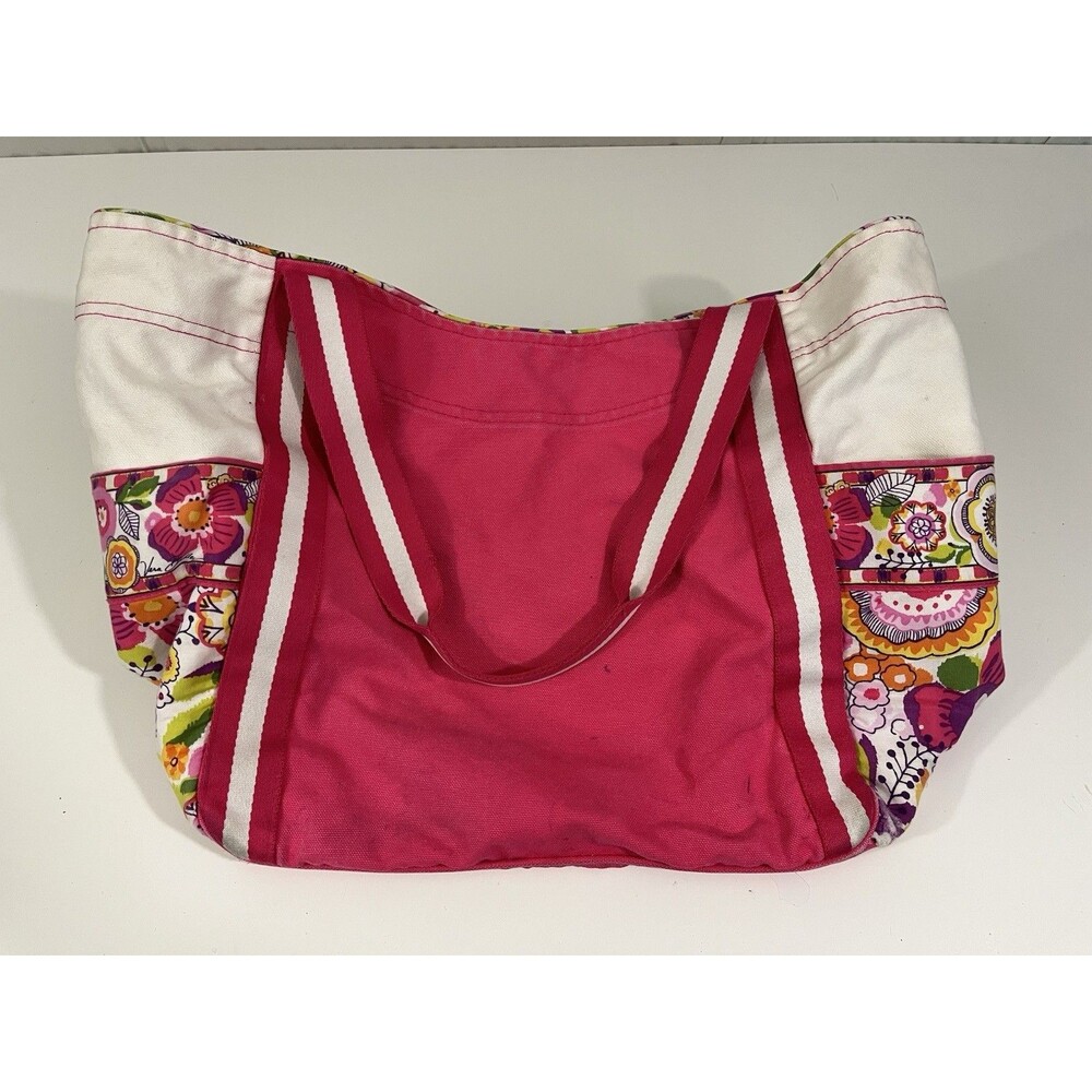 Vera Bradley Large Colorblock Tote Canvas Pink Bag Lilli Bell 14" X 12" X 8"